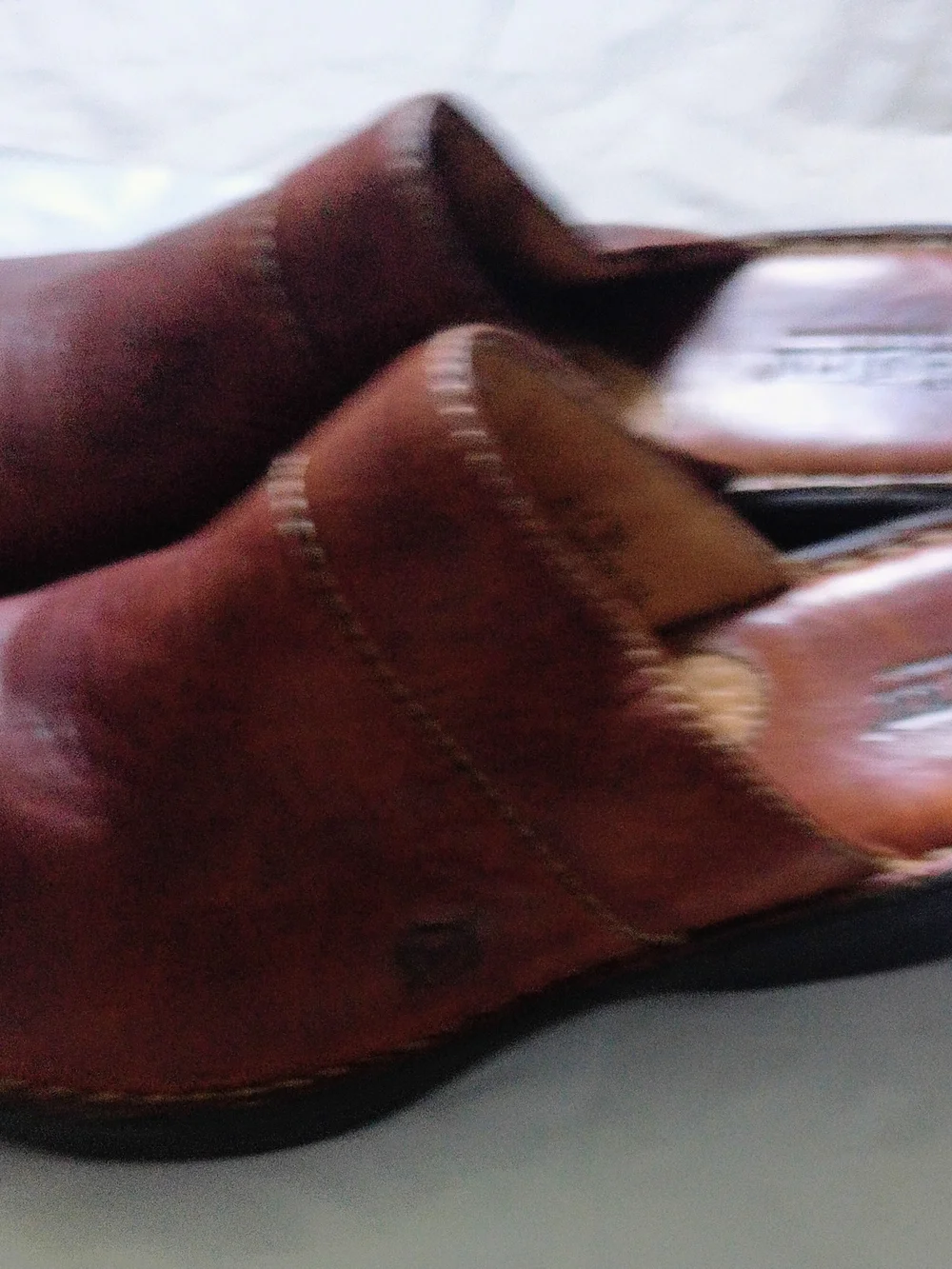Born Chestnut Brown Leather Slip-On Clogs